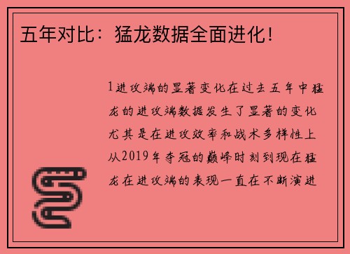 五年对比：猛龙数据全面进化！