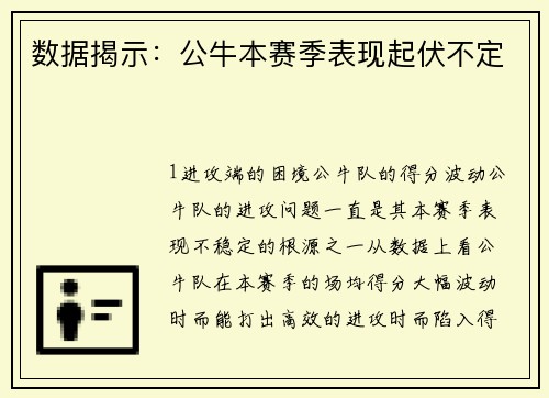 数据揭示：公牛本赛季表现起伏不定